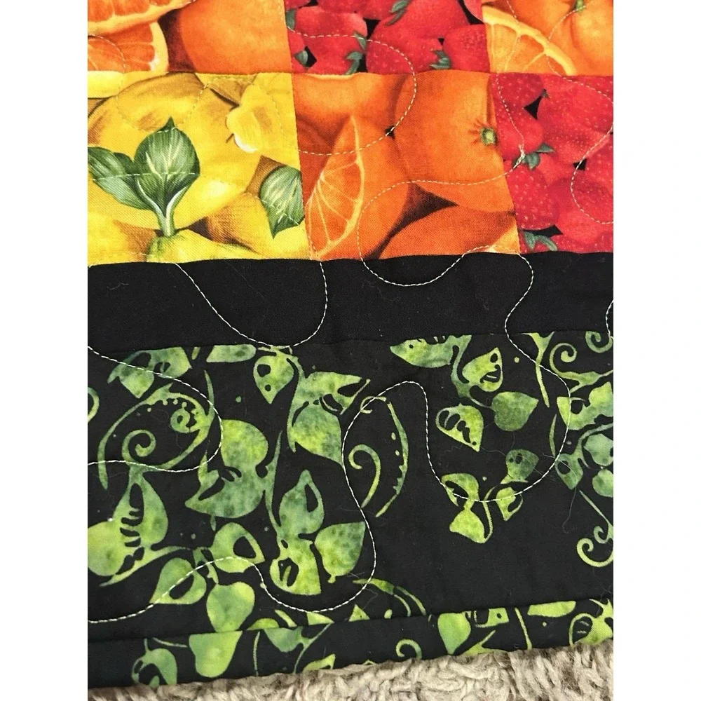 Handmade Quilted Patchwork Wall Hanging Fruit Themed Lemons Oranges 35